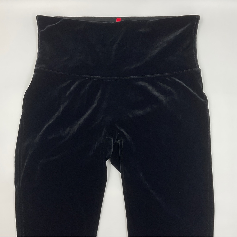 Spanx EUC Shiny Velvet High Waisted Leggings Black L Bodycon Holiday Shapewear - Picture 8 of 16